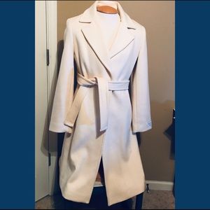 Women’s Angora White 100% Dress Length Wool Coat